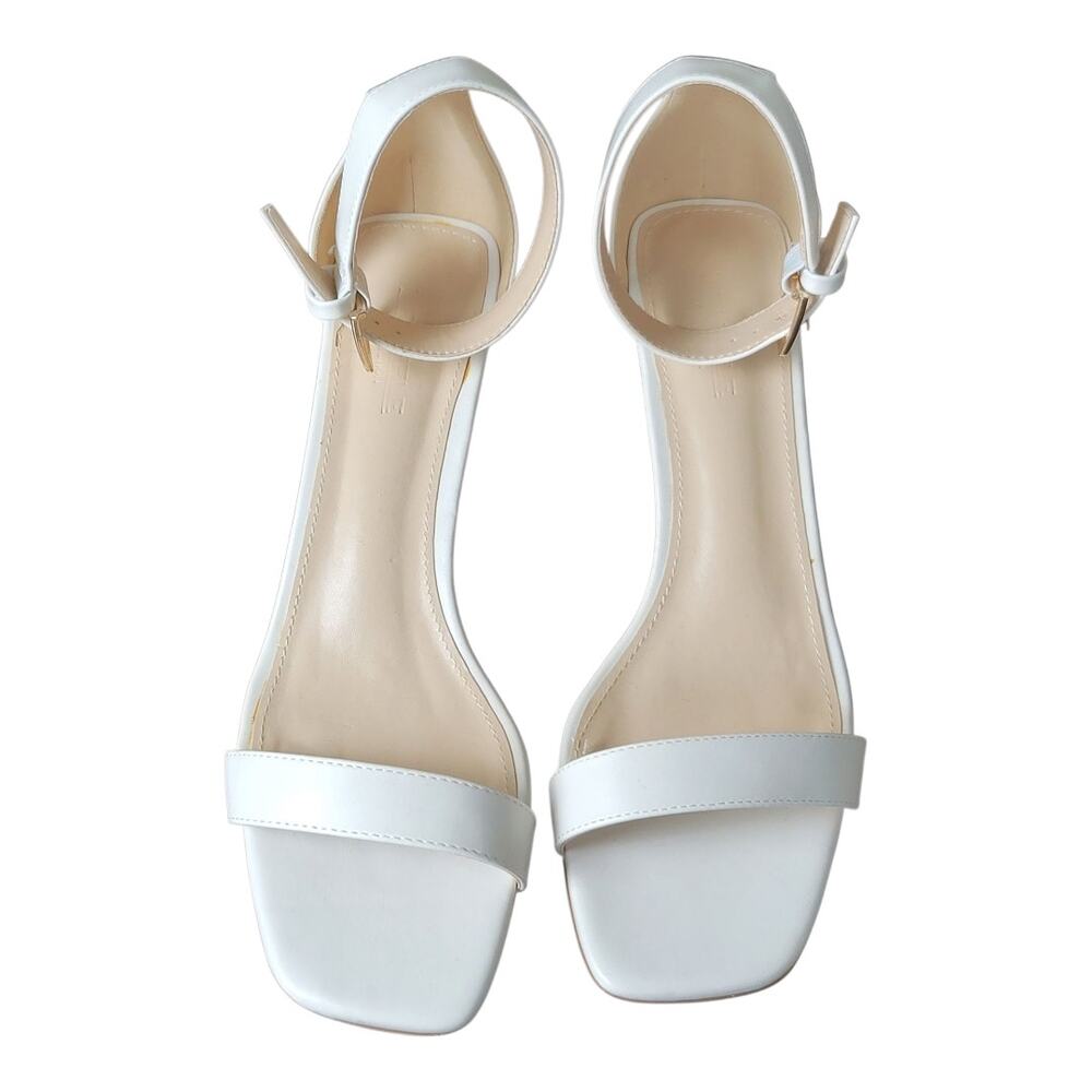 Truffle Collection Women's White Ankle Strap Sandals Square Toe Size 6 US - Picture 2 of 10